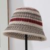 Women Vintage Weave Striped Color Matching Sweet Beach Versatile Sun Shade Casual Bucket Hat