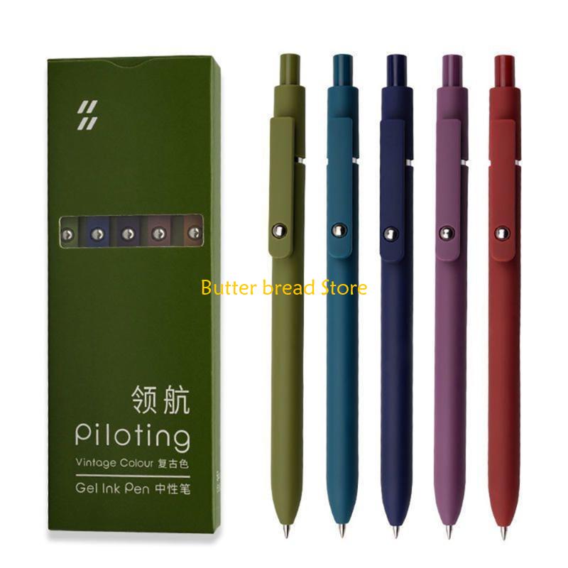 W89C 5Pcs Retractable Gel Pen Quick Dry Journaling Pen for Writing Drawing Journaling