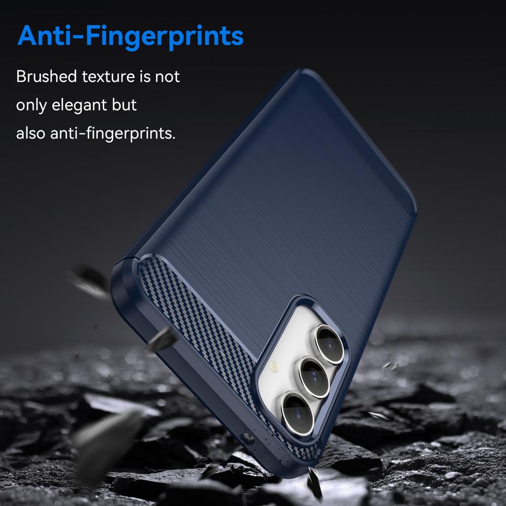 Pro Samsung Galaxy S23 FE Měkké TPU Kartáčovaný Kryt na Telefon Textura Uhlíkových Vláken Zadní Kryt Telefonu