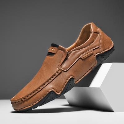 Mode Handgenaaide Heren Rundleer Casual Leren Schoenen Zachtzool Rijschoenen Loafers Heren