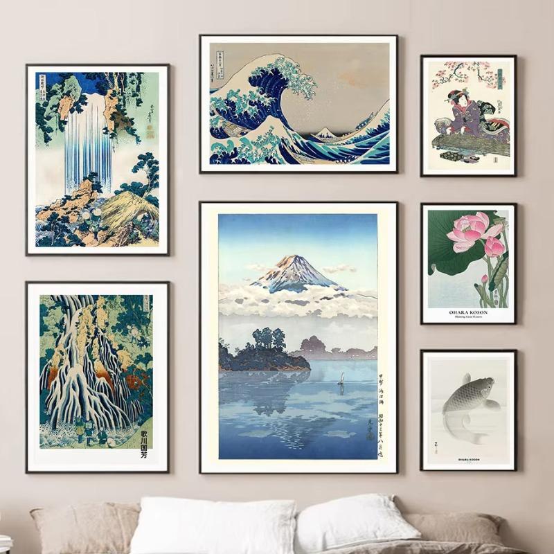 Hokusai Ohara Koson Japanese Art Poster Vintage Guest Room Home Bar Cafe Decoration Home Decoration Print Wall Poster Pictures