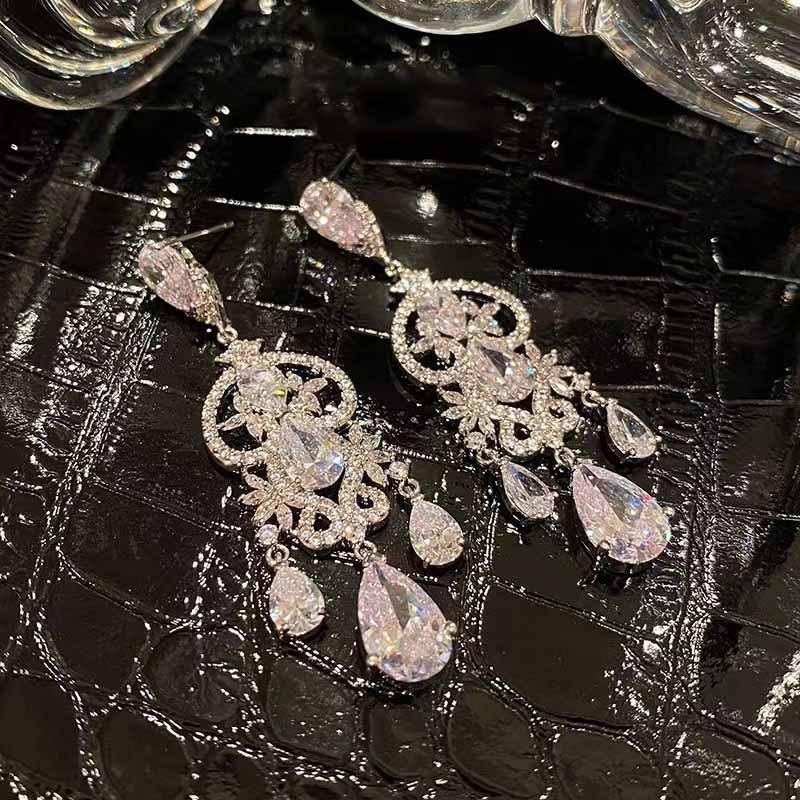Elegant Zircon Water Drop Earrings - Luxury, Lightweight, and Sparkly Tassel Design for Women. x2218