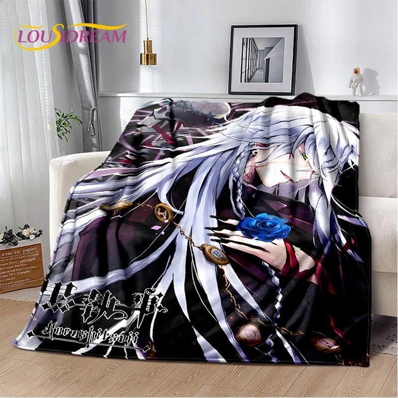 Cartoon Black Butler Anime 3D-Decke, weiche Überwurfdecke für Zuhause, Schlafzimmer, Bett, Sofa, Picknick, Reisen, Büro, Ruhebezug, Decke für Kinder