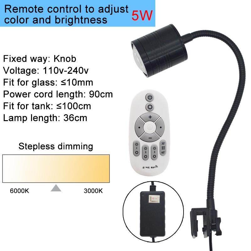 Aquarium LED Light Fish Tank Decoration Spotlight Plants Grow Remote Control Dimmable Lamp Turtle Reptiles 110v 220v 3w 5w 7w
