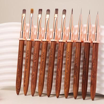 Sandalwood Nail Art Brushes Pen Rack Design Painting Nail Design Pen Detail Brush Drawing Tool Manicure Pen