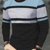 Men's Long-Sleeved Striped Printed T-Shirt - Comfortable and Breathable Shirt for Outdoor Leisure Streetwear