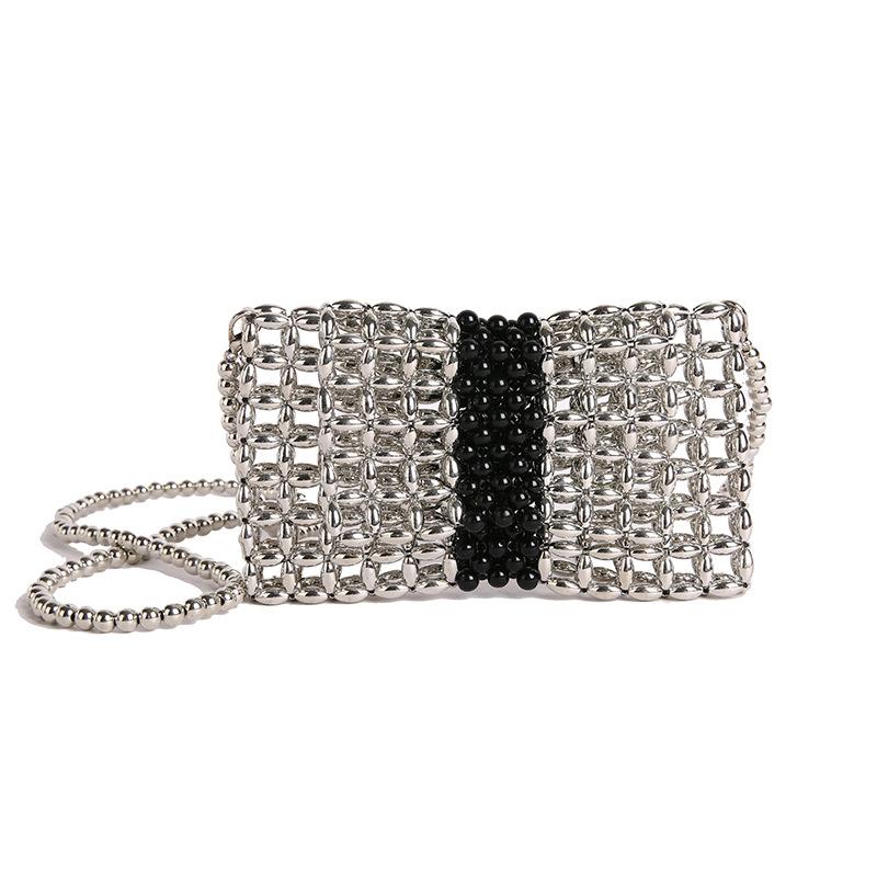 

Summer acrylic woven women s bag 2025 new fashion hollow shoulder bag small fragrant versatile messenger beach bag срібний