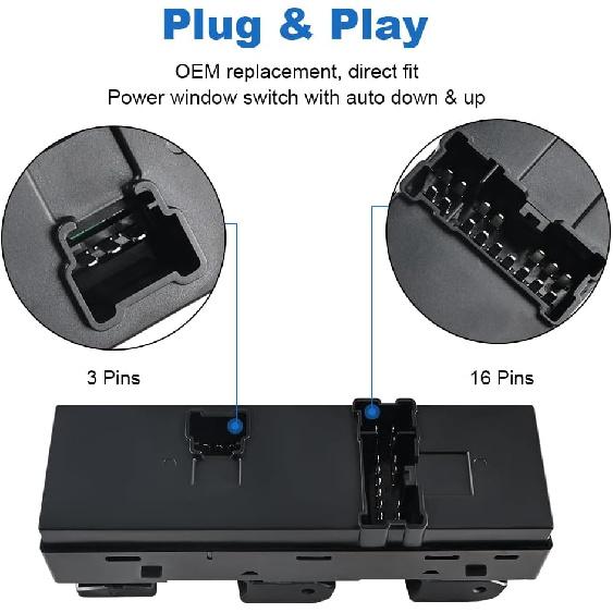 Dual-Auto Power Master Window Switch Compatible with Subaru Outback Legacy 2.5L 3.6L 2015 2016 2017, Driver Left Side 3 + 16 Pins, Replacement for