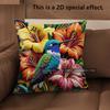 2D Vibrant Hummingbird Floral Throw Pillow Covers** Pattern Cushion Cover Suitable For Sofa Bedroom Car Pillow Cover