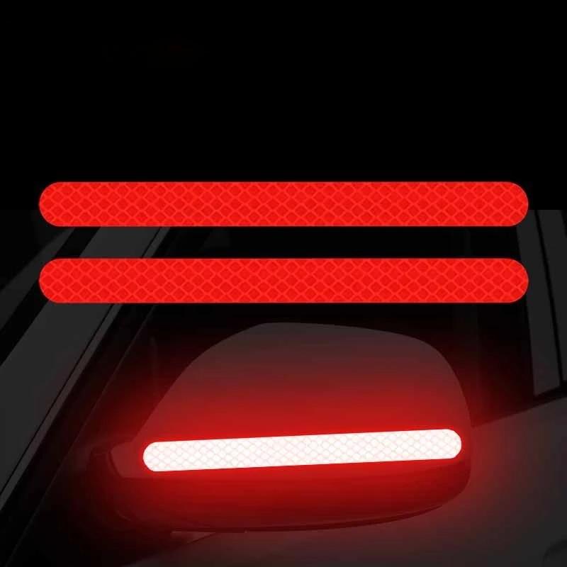 4pcs Car's Strong Reflective Warning Stickers Mirror Film 16cm Safety Belt Rear Bright Reflection Scratch Cover Decorative Strip