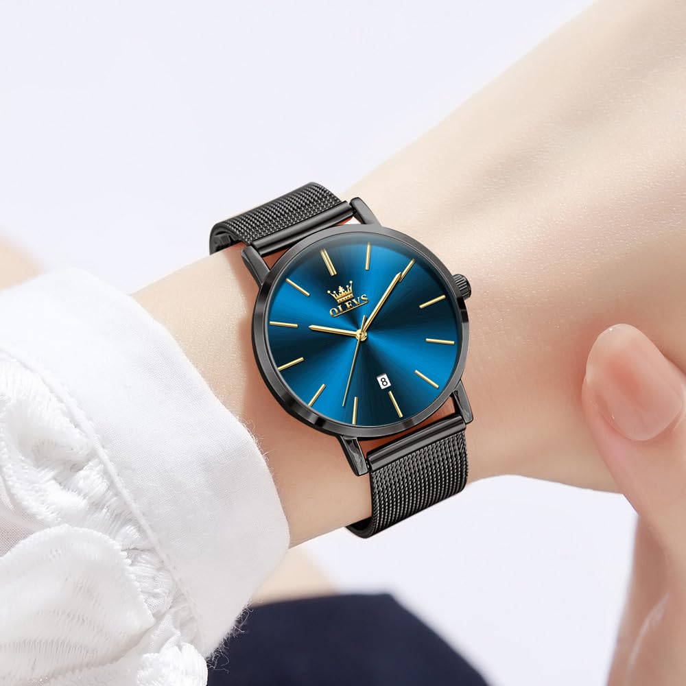 OLEVS Women's Watch Fashion Analog Watch Simple Dial Waterproof Milanese Mesh Band