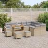 Ensemble de Canapé de Jardin vidaXL de 13 pièces avec Coussins Beige Poly Rattan Acacia 3362702