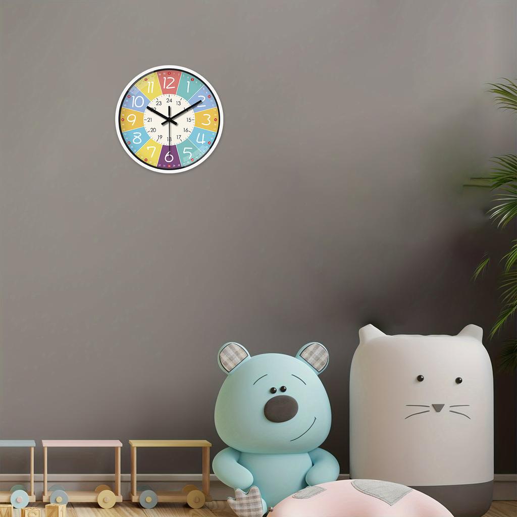 8 Inch Round Wall Clock Modern Design Silent Timepieces for Kids Sitting Room Bedroom Learning Clocks Decoration Accessories