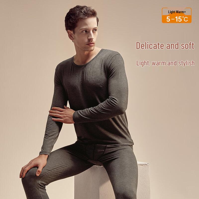 Dingguagua 95% Cotton Round Neck Thin Thermal Underwear Set for Couples