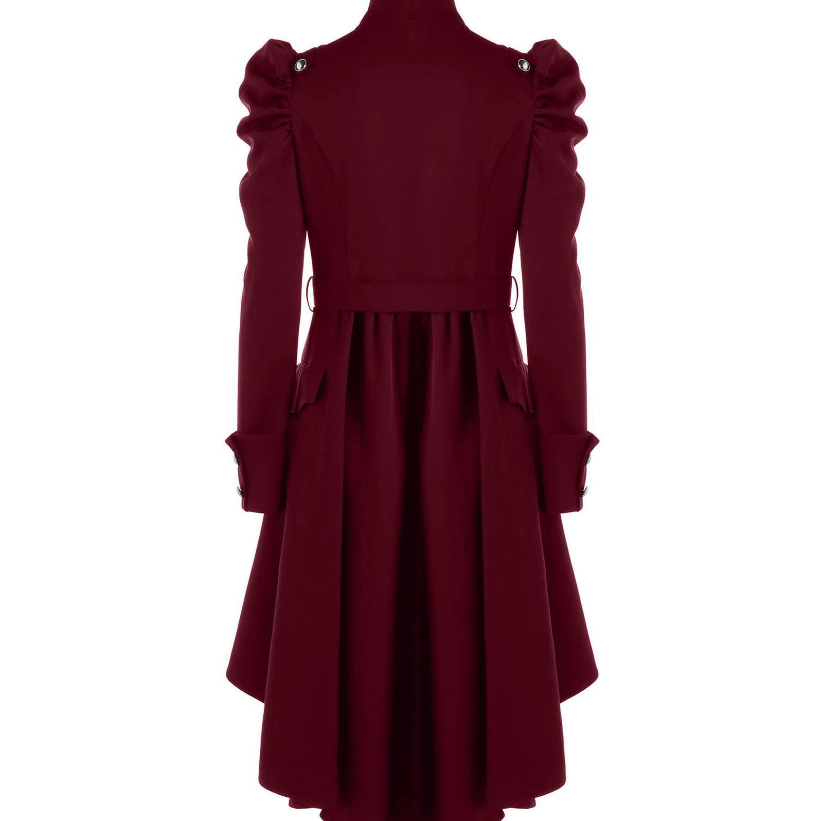 

Женская мода в стиле стимпанк, военное пальто, винтажный готический викторианский фрак, осень-зима, женская армейская форма, куртка XXL красный