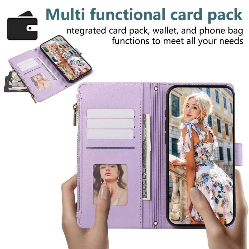 Wrist Strap Crossbody Wallet with Card Holder Phone Case for Google Pixel 9 8 7 6 Pro 8A 7A Protective Shockproof Leather Cover