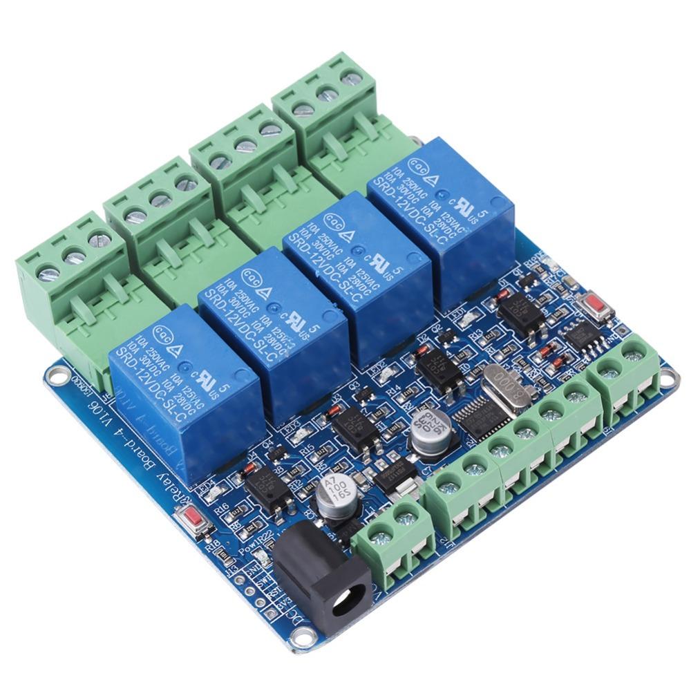 Low Power 4 Channel Relay DC 12V STM8S103F3 Microcontroller 4 Channel Relay Relay Module Smart Control Systems