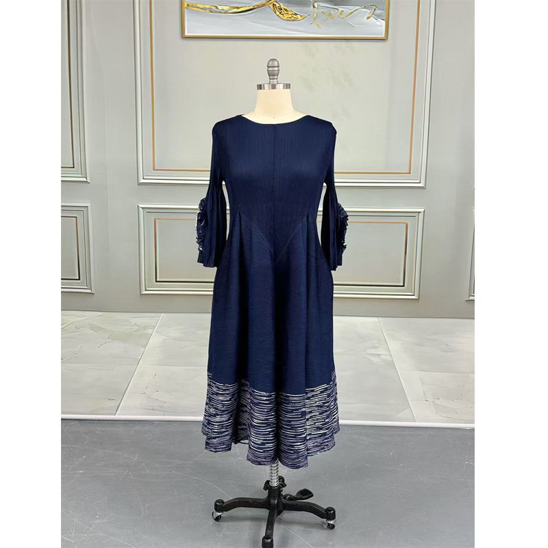 Spring, Summer, Autumn Women's Clothing Classy Stylish Petal Sleeve Length Ruched Dress Silm Fit Long Dress Dress