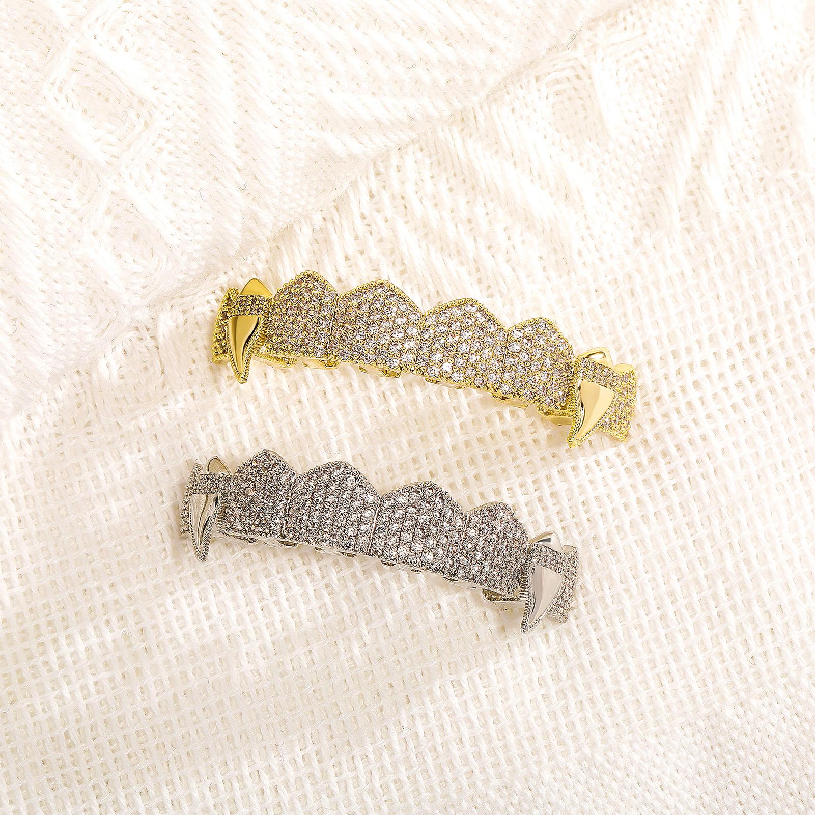 

Вампирские клыки Хип-хоп бриллиантовые грилзы для зубов серебряный