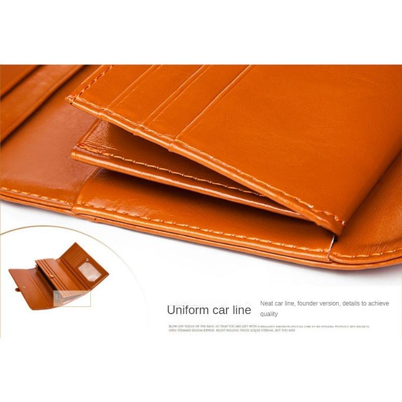 Dreifach-Damen-Geldbörse aus reinem Leder, lange Schnallen-Ledertasche, Echtleder-Multi-Card-Geldbörse mit großer Kapazität, Damen-Geldbörse, Leder-Geldbörse