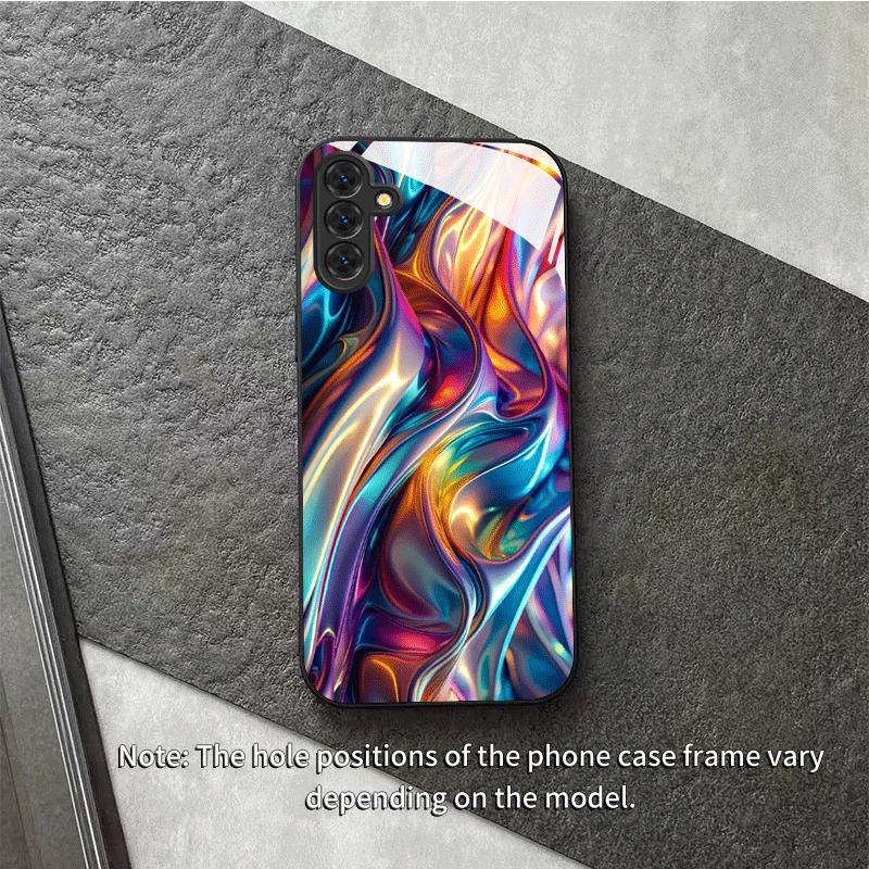 

Закаленное Стекло Чехол для Телефона для Galaxy S26, S21, S22, S23, S24, S25, FE, Ultra и Plus — Яркая Иллюстрация Fluid Art For Galaxy S26