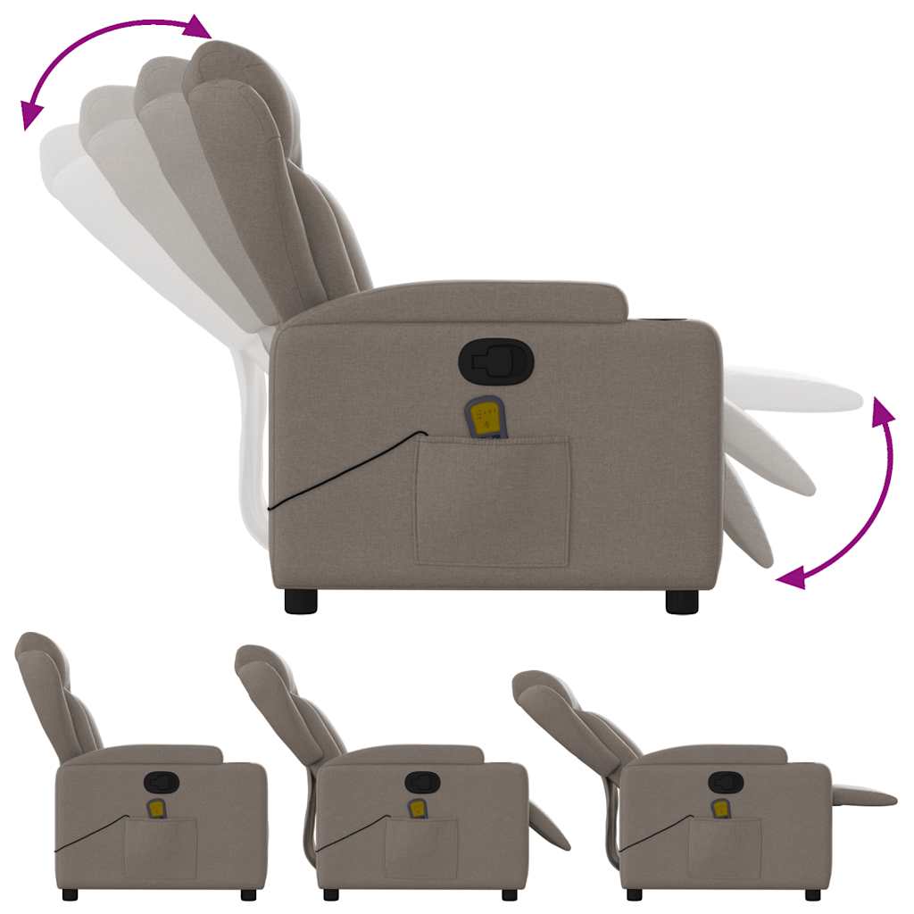 Massage Relax Chair Taupe Fabric
