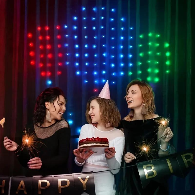 Smart Curtain Light 400 LED DIY Pattern Text APP Remote Control Halloween Christmas Store Bar Indoor Outdoor Party Decoration
