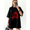 Oversized T-Shirt Black Horse Graphic 2026 The Year To Shine Print Casual Wear For Women Fashion Statement Top Streetwear Trendy Outfit