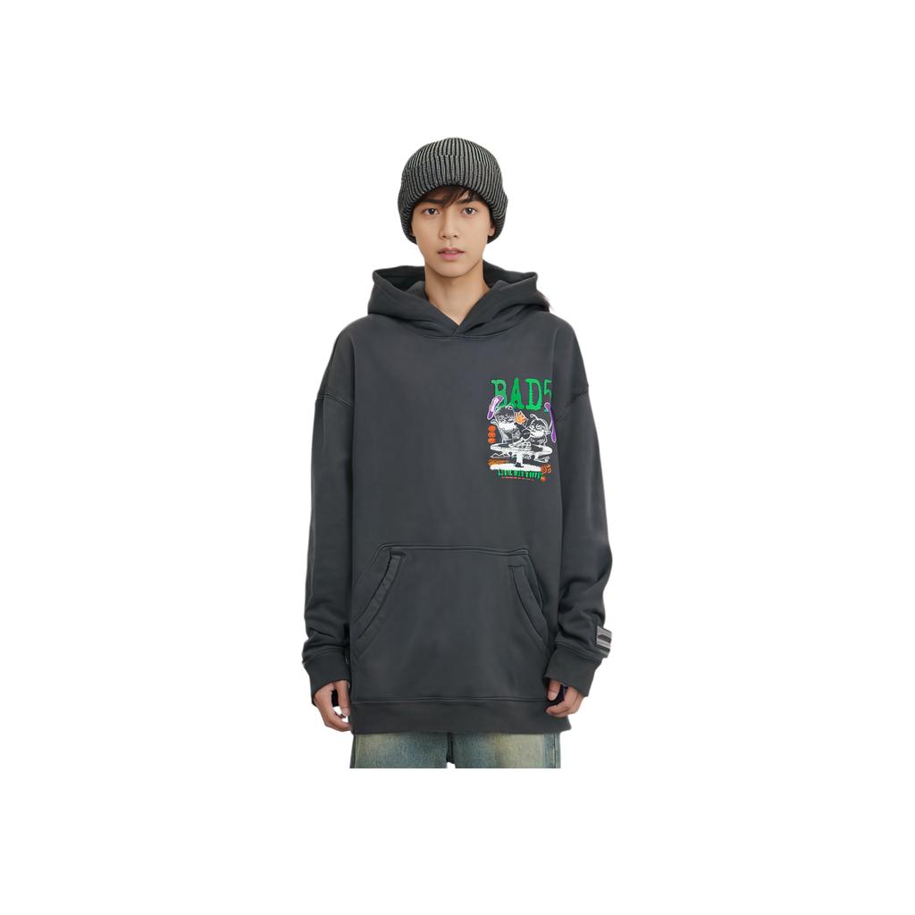 Li Ning Basketball Series Printed Casual Comfortable Hoodie Men Hoodies Graphite-Grey AWDU901-1