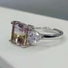 SACEGEMS 9*9MM Natual Ametrine Rings for Women 925Sterling Silver Wedding Party Fine Jewelry Festival Gift