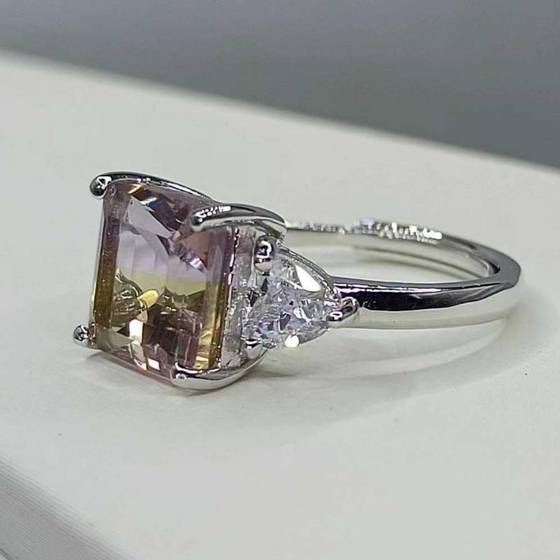 SACEGEMS 9*9MM Natual Ametrine Rings for Women 925Sterling Silver Wedding Party Fine Jewelry Festival Gift
