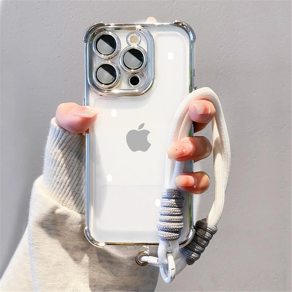 Honor 200 Pro Luxury Shockproof Lanyard Rope Phone Case For Honor 300 200 100 90 80 70 60 50 90Lite Silicone Transparent Cover