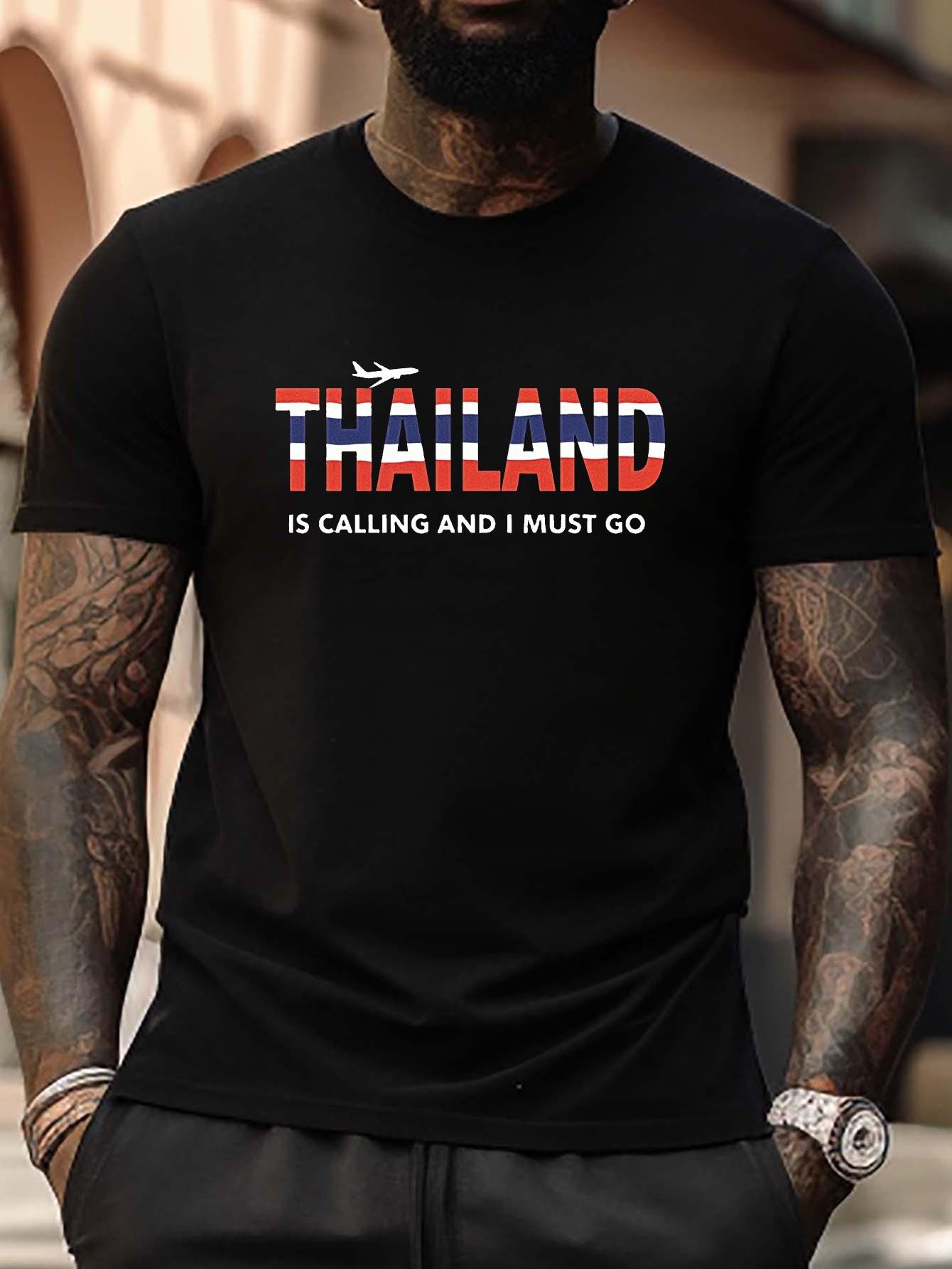 Plus Size T-shirt - Thailand Flag Colors & Thailand Is Calling Travel Slogan XL