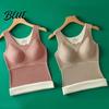 Stable Vest Women Winter Fall Chest Pads Thermal Thick Soft Seamless Breast Support Sleeveless Pullover Solid Color Bottoming Top Underwear