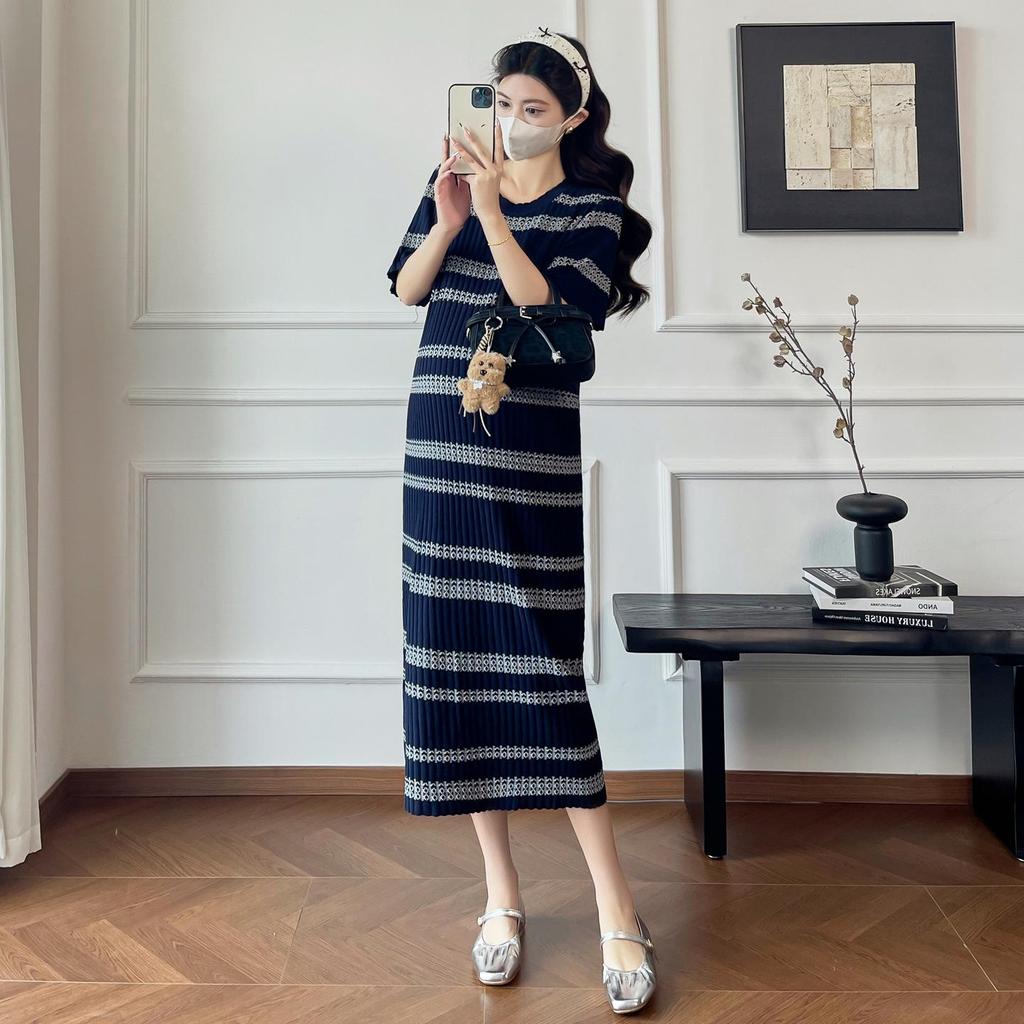 Summer 2026 Striped Knit Maternity Dress: Stylish, Versatile, Trendy Nursing Wear for Moms