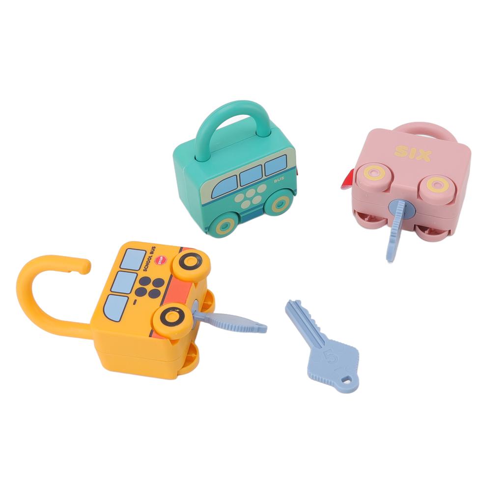 Kids Learning Locks Sliding Car Shape Children S Color Discrimination Learning Lock with Key Early Education Toys