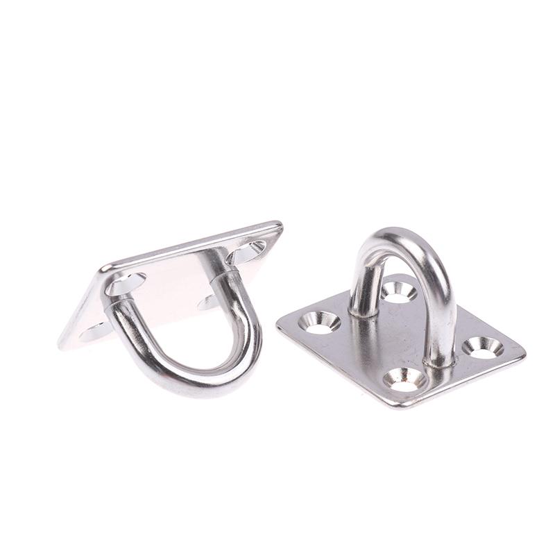 2Pcs Universal Square Eye Plate With Round Ring Stainless Steel Ship Bolt Seat Fixing Buckle Marine Sunshade Sail Accessories
