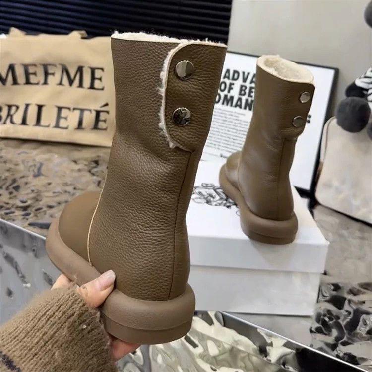 Rejia 2025 Winter Milk Tea Color Women's Martin Boots - Flat Bottom, Two-Wear, Thickened Snow Boots