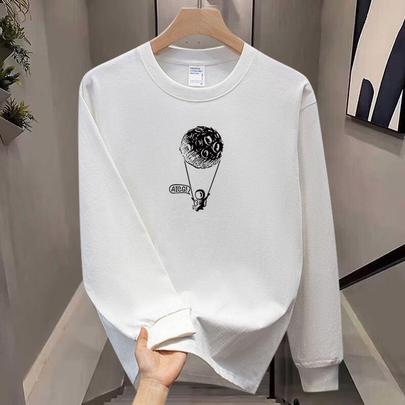 American Trendy Brand Threaded Cuffs Long-Sleeved Pure Cotton Men'S Bottoming Shirt T-Shirt Trendy Autumn And Winter Men'S And Women'S Tops