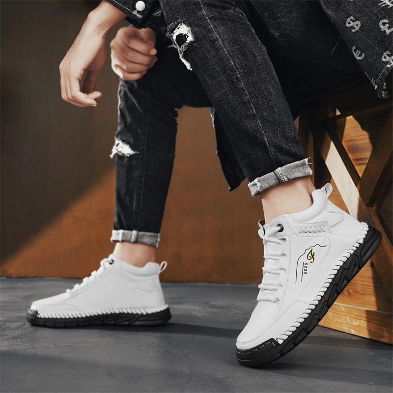 Herren High-Top Casual Sneaker Handgefertigte Lederschuhe Übergröße 39-48 Frühling & Herbst