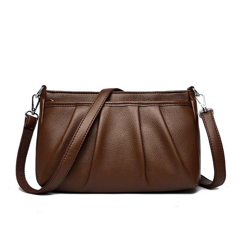 New Pleated Small Square Bag Women's Fashion Simple Commuter Underarm Shoulder Bag Retro Texture Messenger Mother Bag