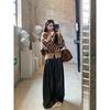 Women's High-End Leopard Print Knitted Cardigan: Luxury Long Sleeve Sweater Coat for Autumn & Winter.