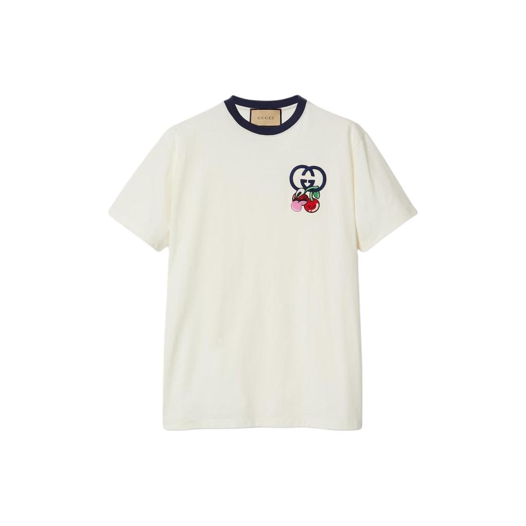GUCCI T Shirts Men's Ecru Crew Neck Moderate Straight Fit 785345-XJGIK-9088