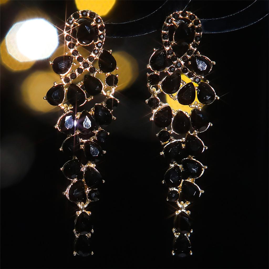 Fashion Source, Stained Glass Rhinestone Earrings Women, Exaggerated Shiny Earrings Earrings