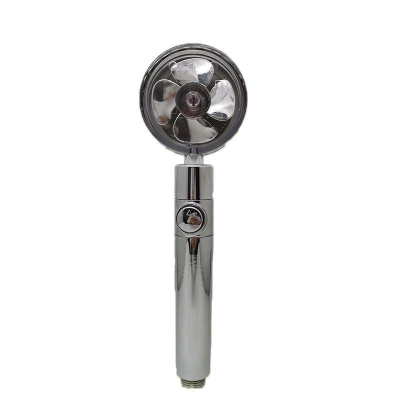 Compact Twin-Turbine Booster Shower Head with Dual Propellers