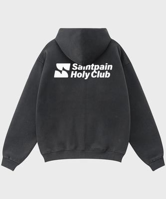 Saintpain Sp Club Oversized Zip-Up Hoodie Black