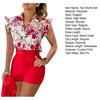 2 st/set Dam Top Shorts Set Blomma utskrift Bälte Hög midja Ärmlös rynkning Dress-up OL Style Tight midja Damkostym