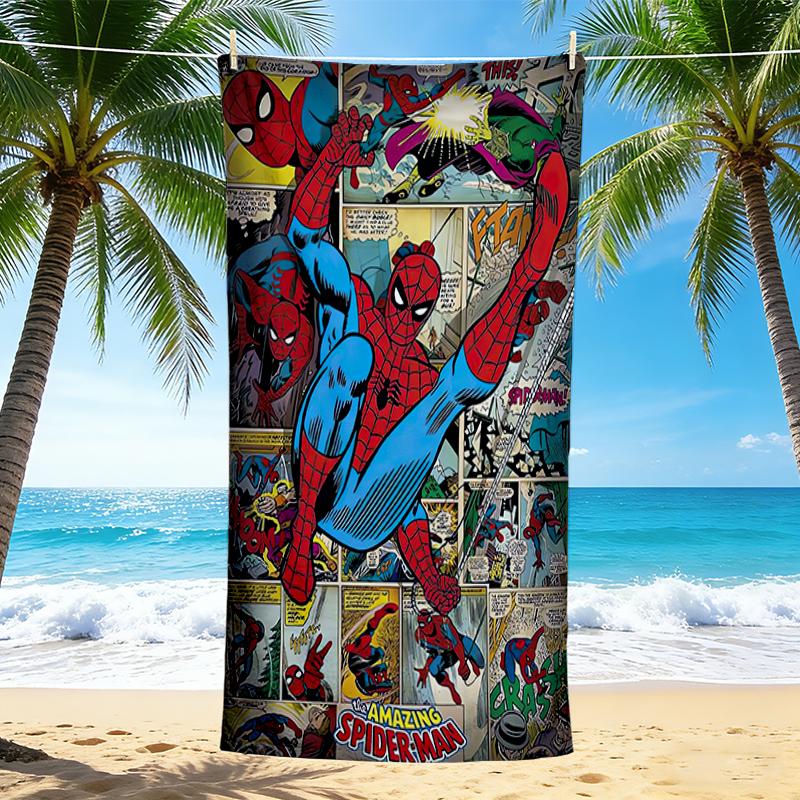 1Pc Spiderman Comic Panels Beach Towel, Quick Dry, Multi-Use for Beach Pool Gym Yoga Home Travel, Christmas, Halloween, Xmas Gift M928281