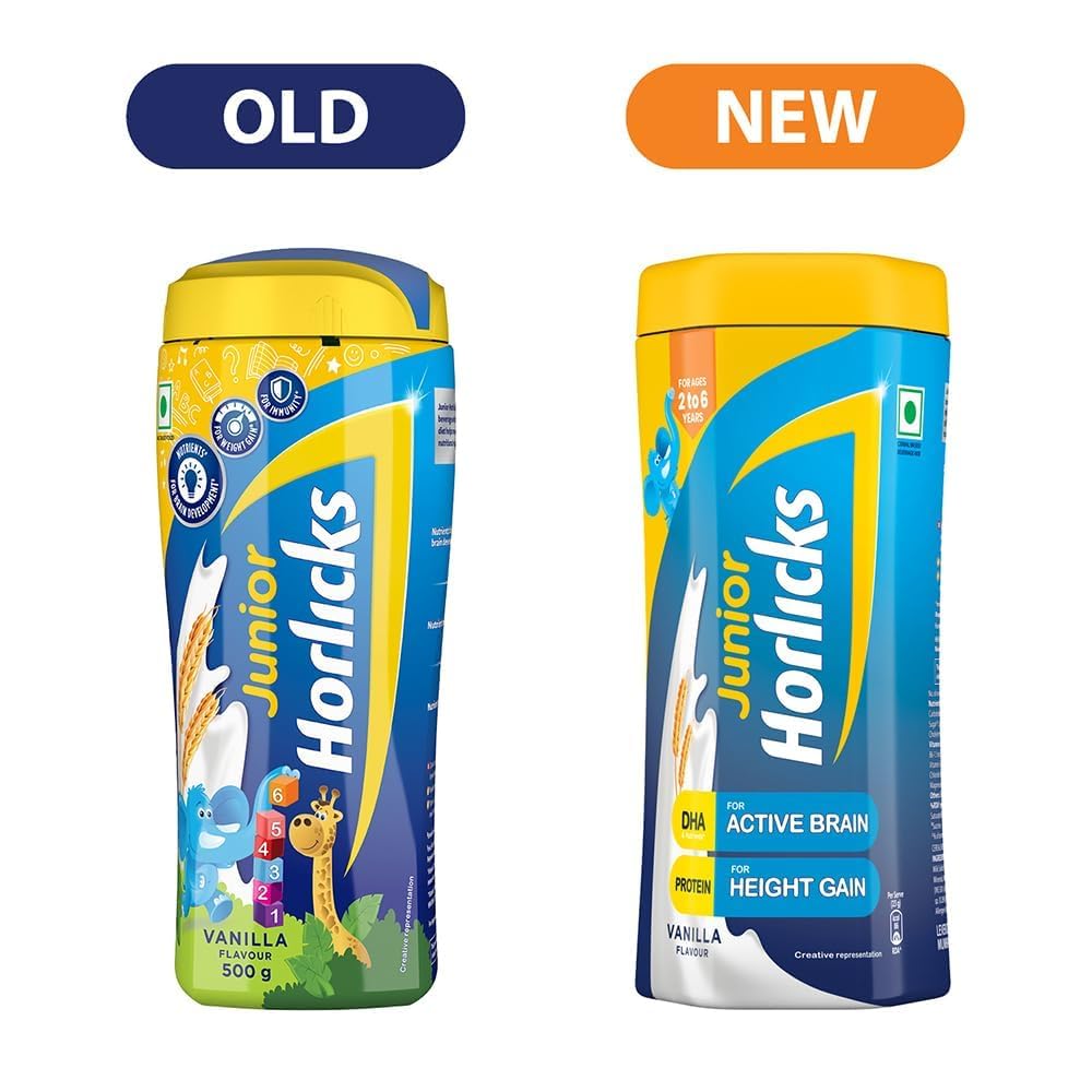 Horlicks Junior Vanilla Nutritional Drink For Toddlers 500 Gm Jar With Vitamins And Minerals