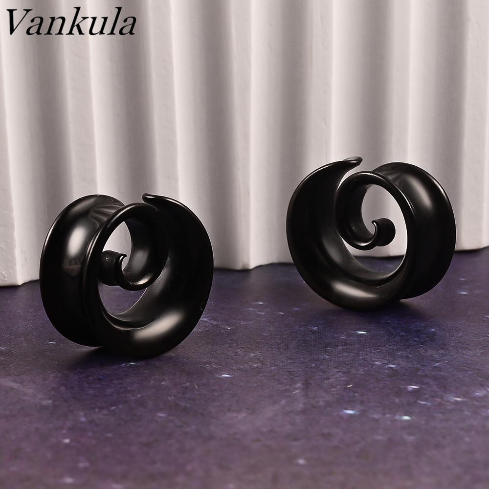 Vankula 2PCS New Round Spiral Saddle Plugs Hangers for Stretched Lobe Ear Tunnels Gauges Plugs Piercing Body Jewelry